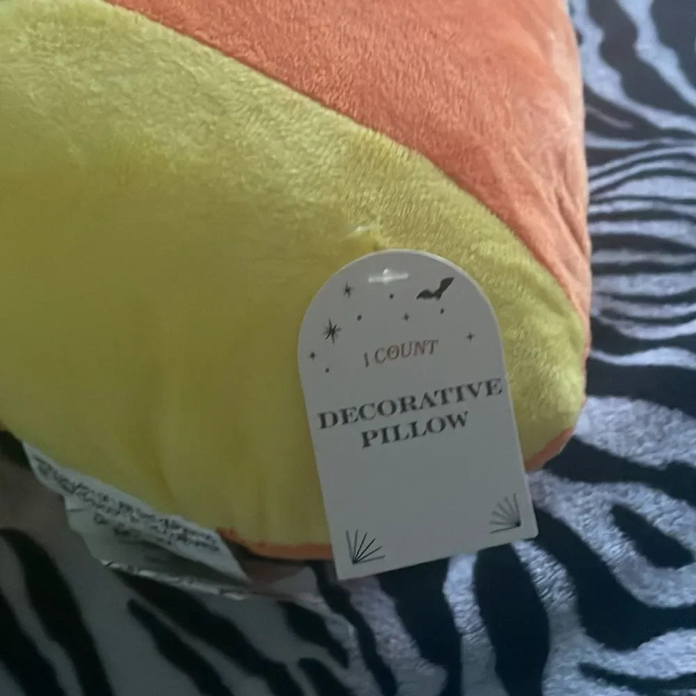 New with tags bullseye target plush candy corn Halloween decor throw pillow